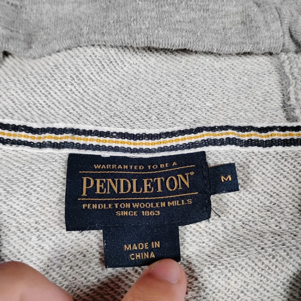 Pendleton Mens Gray Full Zip Hoodie Graphic Back Print Sweatshirt Size M